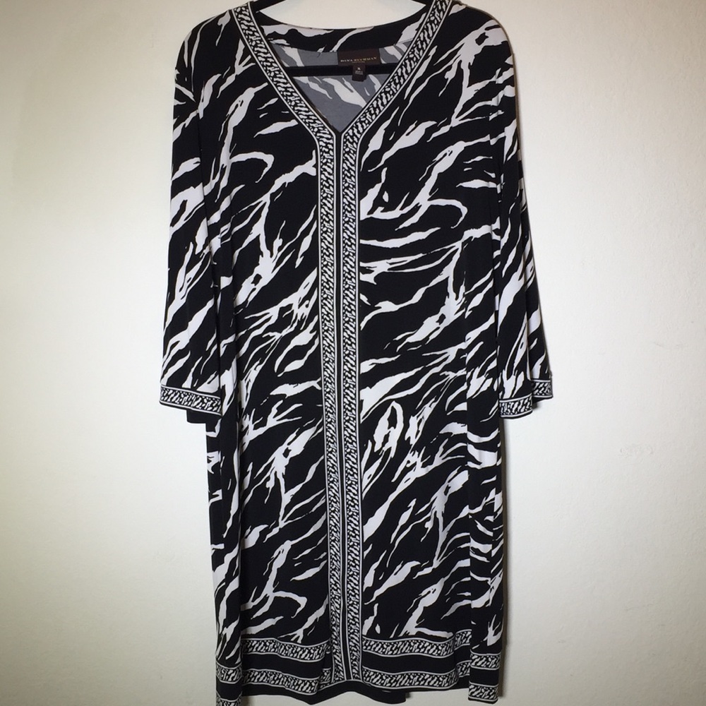 Dana‎ Buchman  knit Zebra Print Dress w/ border XL